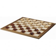 Classic Checkers Set, Dark Brown and Natural Pieces with Solid Wood Board, 18"   553451058